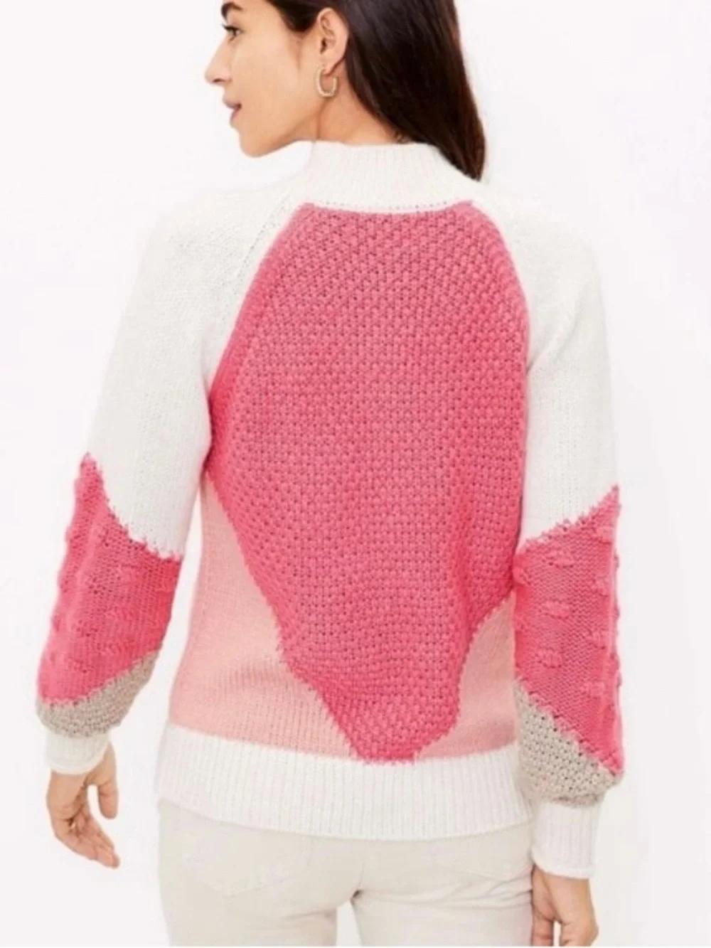 LOFT Colorblock Mock Neck Sweater